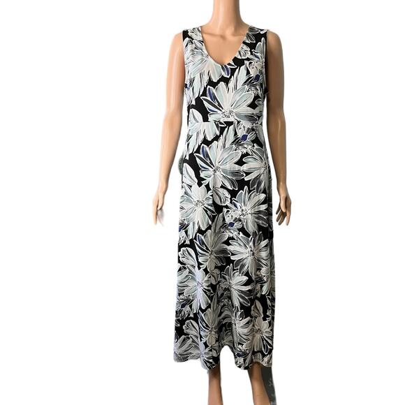 Talbots Petites Sleeveless Knit Maxi Dress LP Floral Tropical Summer Preppy - Picture 1 of 4